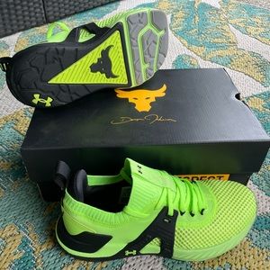 Under Armour Project Rock shoes; sz 7.5; neon green!